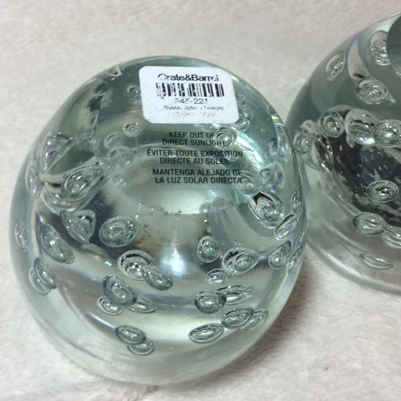 2 crate & barrel bubble sphere glass tealights /,Candle holders 3” Handmade - Picture 5 of 5